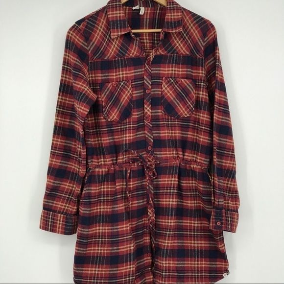 Element Eden red plaid cinch waist flannel - Picture 7 of 8